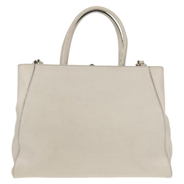 FENDI 2Jours Hand Bag Leather 2way White Gold Auth bs30333 - 0