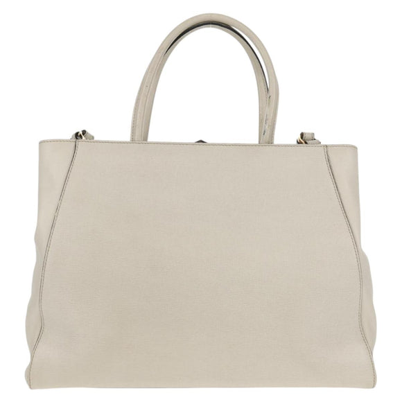 FENDI 2Jours Hand Bag Leather 2way White Gold Auth bs30333