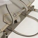 FENDI 2Jours Hand Bag Leather 2way White Gold Auth bs30333-6