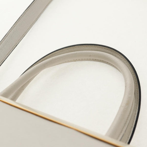 FENDI 2Jours Hand Bag Leather 2way White Gold Auth bs30333