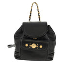 Gianni Versace Sunburst Backpack Leather Black Gold Auth bs30337-13