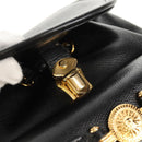 Gianni Versace Sunburst Backpack Leather Black Gold Auth bs30337-22