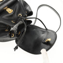 Gianni Versace Sunburst Backpack Leather Black Gold Auth bs30337-23