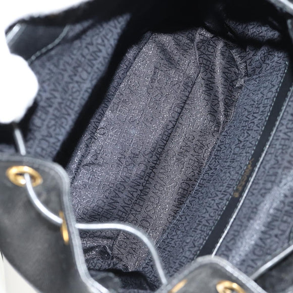 Gianni Versace Sunburst Backpack Leather Black Gold Auth bs30337