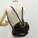 Gianni Versace Sunburst Backpack Leather Black Gold Auth bs30337-28