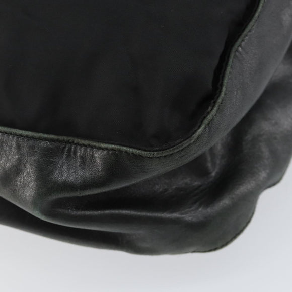 PRADA Shoulder Bag Nylon Leather Black Silver Auth bs30342
