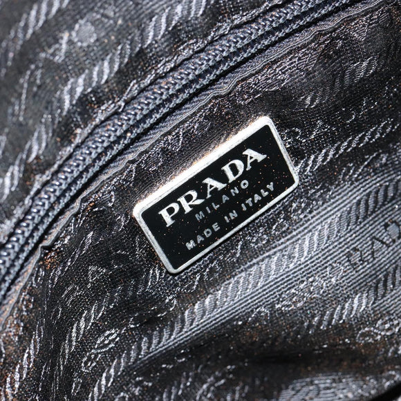 PRADA Shoulder Bag Nylon Leather Black Silver Auth bs30342