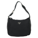 PRADA Shoulder Bag Nylon Leather Black Silver Auth bs30342-13