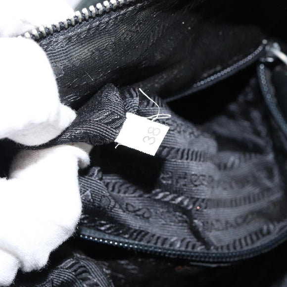 PRADA Shoulder Bag Nylon Leather Black Silver Auth bs30342