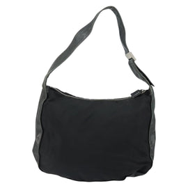 PRADA Shoulder Bag Nylon Leather Black Silver Auth bs30342 - 0