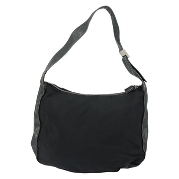 PRADA Shoulder Bag Nylon Leather Black Silver Auth bs30342 - 0