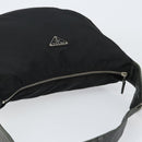 PRADA Shoulder Bag Nylon Leather Black Silver Auth bs30342-6