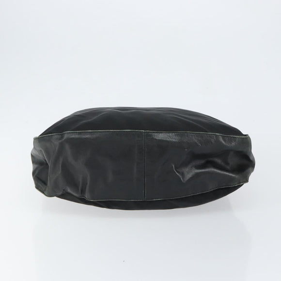 PRADA Shoulder Bag Nylon Leather Black Silver Auth bs30342