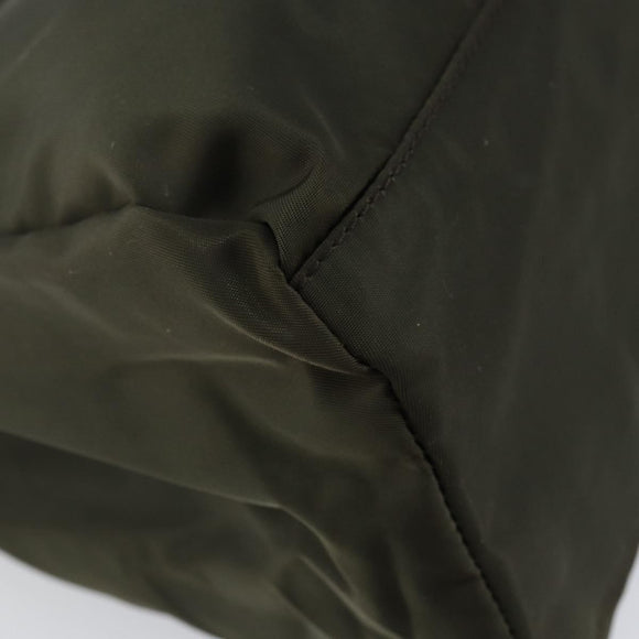 PRADA Tote Bag Nylon Khaki Silver Auth bs30343