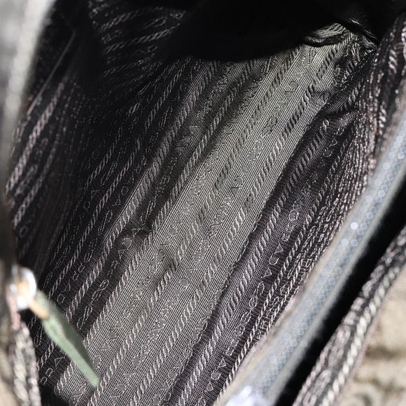 PRADA Tote Bag Nylon Khaki Silver Auth bs30343