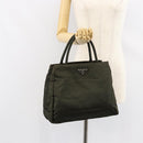 PRADA Tote Bag Nylon Khaki Silver Auth bs30343-25