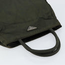 PRADA Tote Bag Nylon Khaki Silver Auth bs30343-6