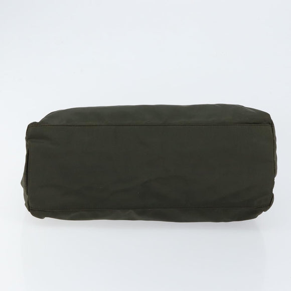 PRADA Tote Bag Nylon Khaki Silver Auth bs30343