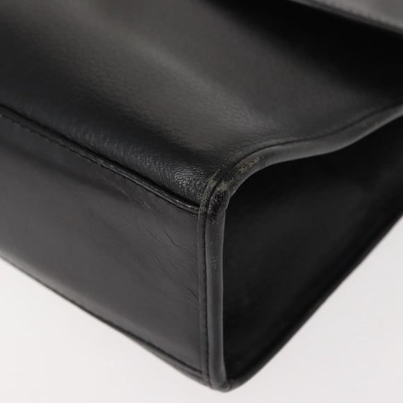 Burberrys Hand Bag Leather Black Gold Auth bs30344