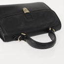Burberrys Hand Bag Leather Black Gold Auth bs30344-6