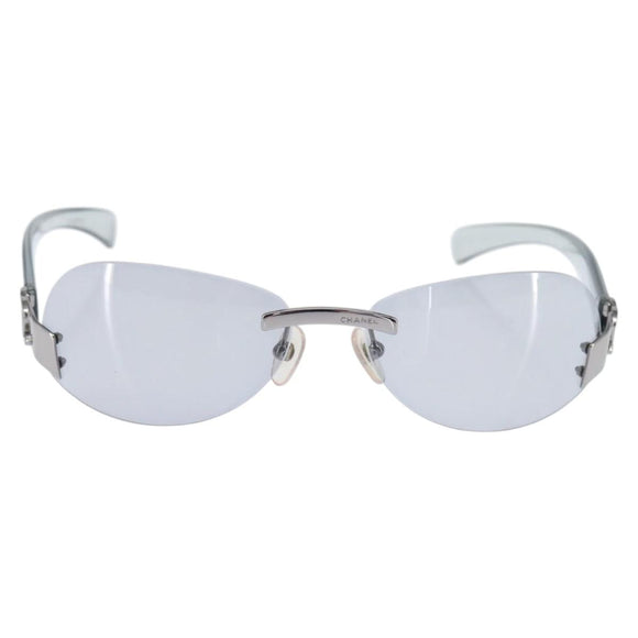 CHANEL COCO Mark Sunglasses plastic Clear CC Auth bs30357