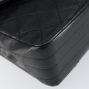 CHANEL Matelasse Chain Flap Bag Turn Lock Lamb Skin Black Gold CC Auth bs30361-15