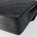 CHANEL Matelasse Chain Flap Bag Turn Lock Lamb Skin Black Gold CC Auth bs30361-16