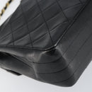 CHANEL Matelasse Chain Flap Bag Turn Lock Lamb Skin Black Gold CC Auth bs30361-17