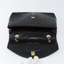 CHANEL Matelasse Chain Flap Bag Turn Lock Lamb Skin Black Gold CC Auth bs30361-9