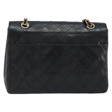 CHANEL Matelasse Chain Flap Bag Turn Lock Lamb Skin Black Gold CC Auth bs30361 - 0