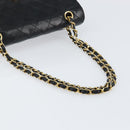 CHANEL Matelasse Chain Flap Bag Turn Lock Lamb Skin Black Gold CC Auth bs30361-7