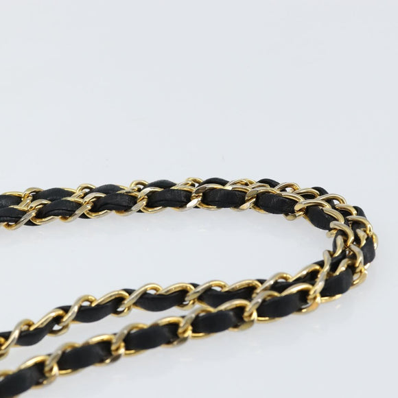 CHANEL Matelasse Chain Flap Bag Turn Lock Lamb Skin Black Gold CC Auth bs30361