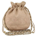 CHANEL Matelasse Chain Shoulder Bag Lamb Skin Pink Gold CC Auth bs30362-1