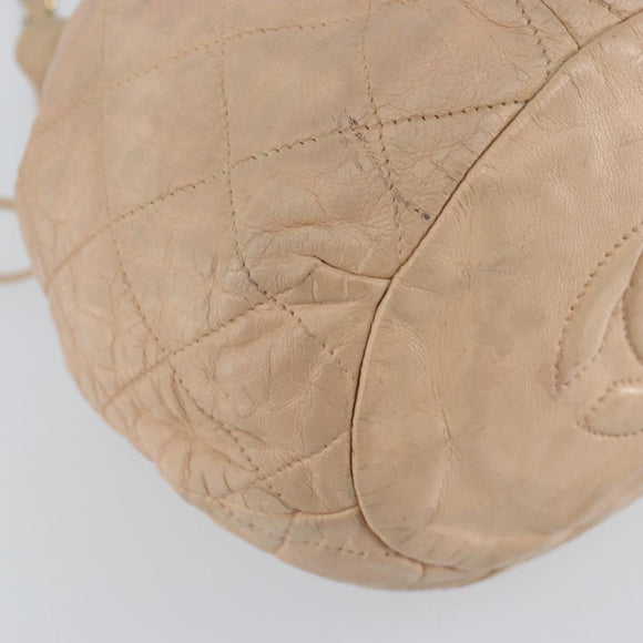 CHANEL Matelasse Chain Shoulder Bag Lamb Skin Pink Gold CC Auth bs30362