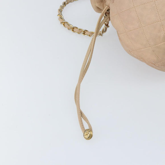 CHANEL Matelasse Chain Shoulder Bag Lamb Skin Pink Gold CC Auth bs30362