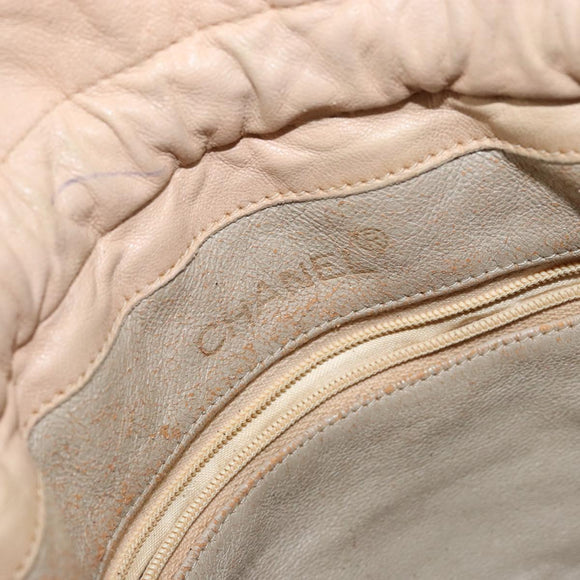 CHANEL Matelasse Chain Shoulder Bag Lamb Skin Pink Gold CC Auth bs30362