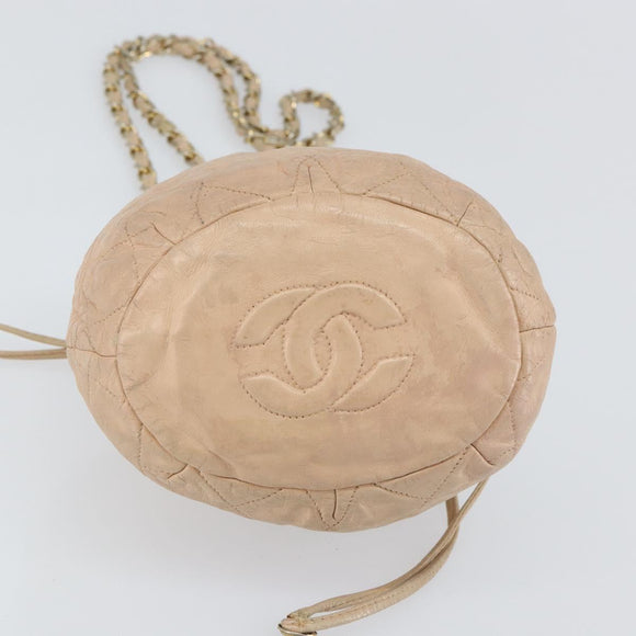CHANEL Matelasse Chain Shoulder Bag Lamb Skin Pink Gold CC Auth bs30362
