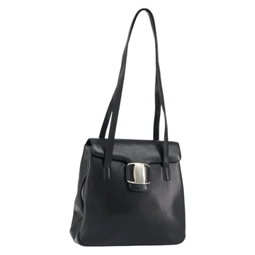 Salvatore Ferragamo Vala Tote Bag Leather Black Silver Auth bs30363