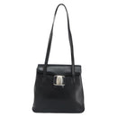 Salvatore Ferragamo Vala Tote Bag Leather Black Silver Auth bs30363-2