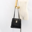 Salvatore Ferragamo Vala Tote Bag Leather Black Silver Auth bs30363-22
