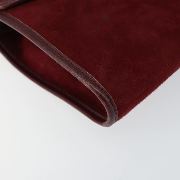 Christian Dior Chain Shoulder Bag Suede Bordeaux Gold Auth bs30368