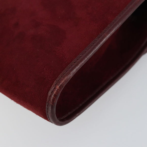 Christian Dior Chain Shoulder Bag Suede Bordeaux Gold Auth bs30368