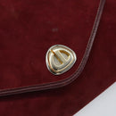 Christian Dior Chain Shoulder Bag Suede Bordeaux Gold Auth bs30368-18