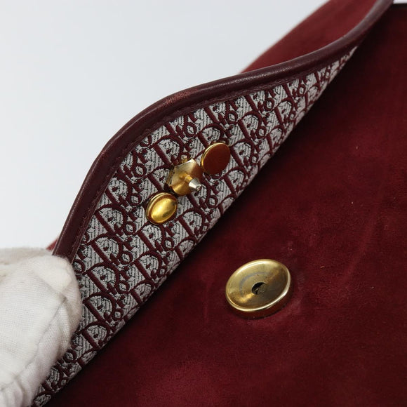 Christian Dior Chain Shoulder Bag Suede Bordeaux Gold Auth bs30368