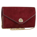 Christian Dior Chain Shoulder Bag Suede Bordeaux Gold Auth bs30368-1
