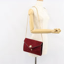 Christian Dior Chain Shoulder Bag Suede Bordeaux Gold Auth bs30368-22