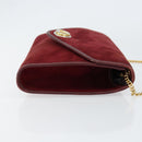 Christian Dior Chain Shoulder Bag Suede Bordeaux Gold Auth bs30368-3