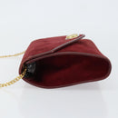 Christian Dior Chain Shoulder Bag Suede Bordeaux Gold Auth bs30368-4