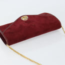 Christian Dior Chain Shoulder Bag Suede Bordeaux Gold Auth bs30368-6