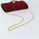 Christian Dior Chain Shoulder Bag Suede Bordeaux Gold Auth bs30368-7
